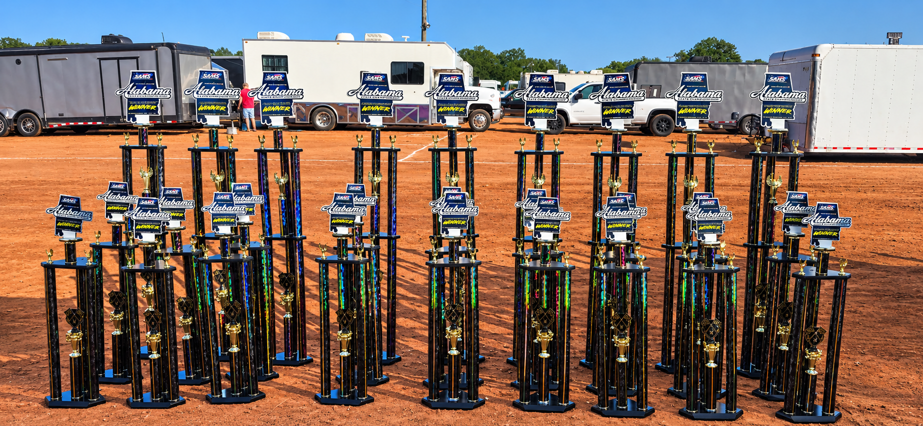 Championship trophies for a youth soccer league