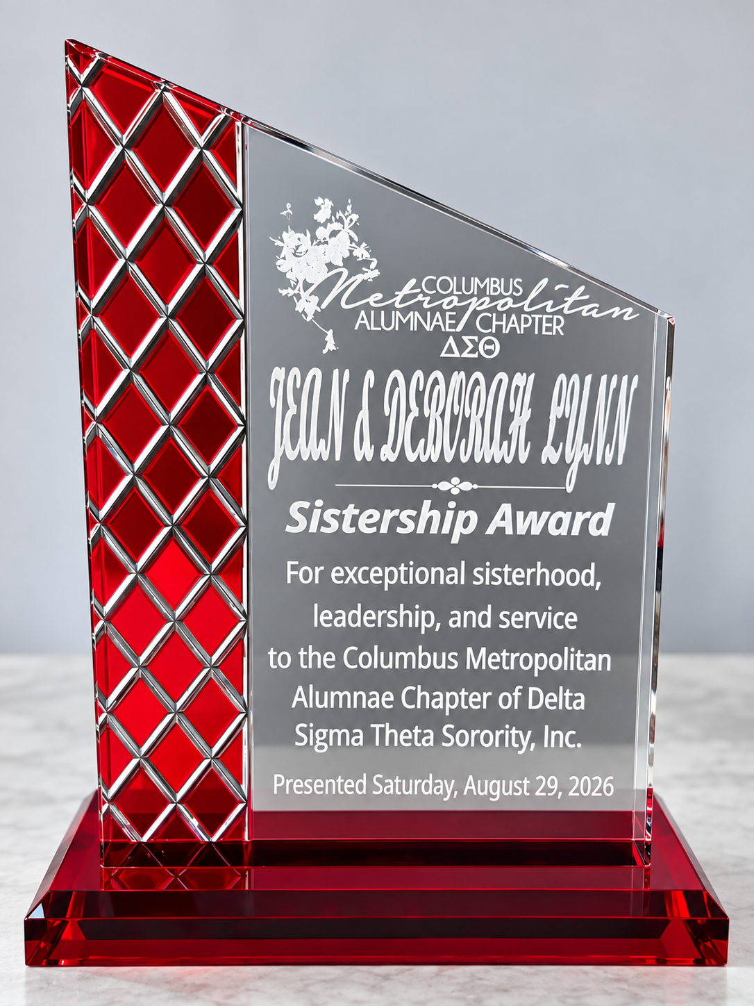 Engraved plaques for a corporate recognition program